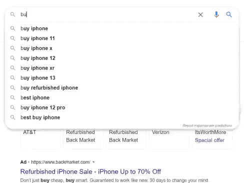 The image shows an example of how product advertising (Merchant) works